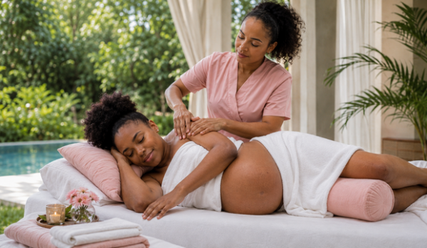 Serene outdoor spa massage session