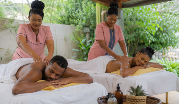 Tranquil spa massage session in nature
